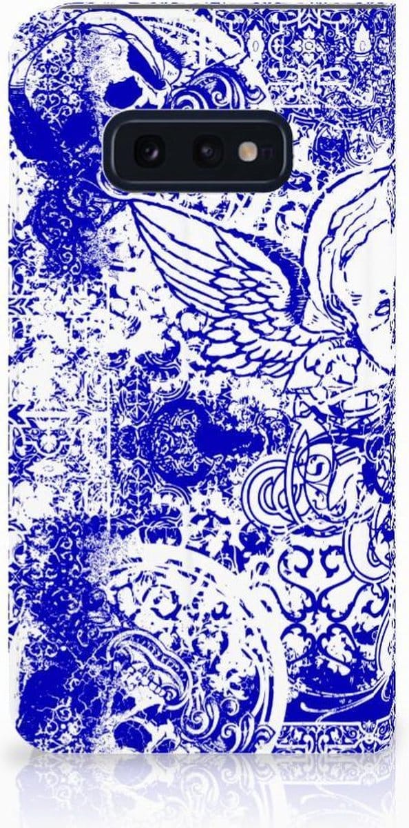 Mobiel BookCase Samsung Galaxy S10e Angel Skull Blauw