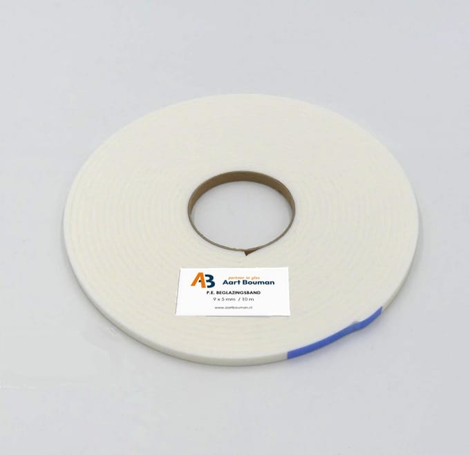 Glasband 9 x 5mm wit - rol 10m