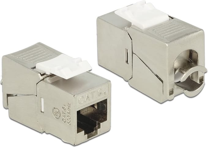 STP CAT6a 10 Gigabit Keystone module RJ45 - LSA (toolless) - compact / gegoten zink