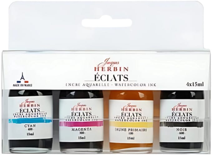 Set aquarel inkt Jaques Herbin 4 x 15 ml