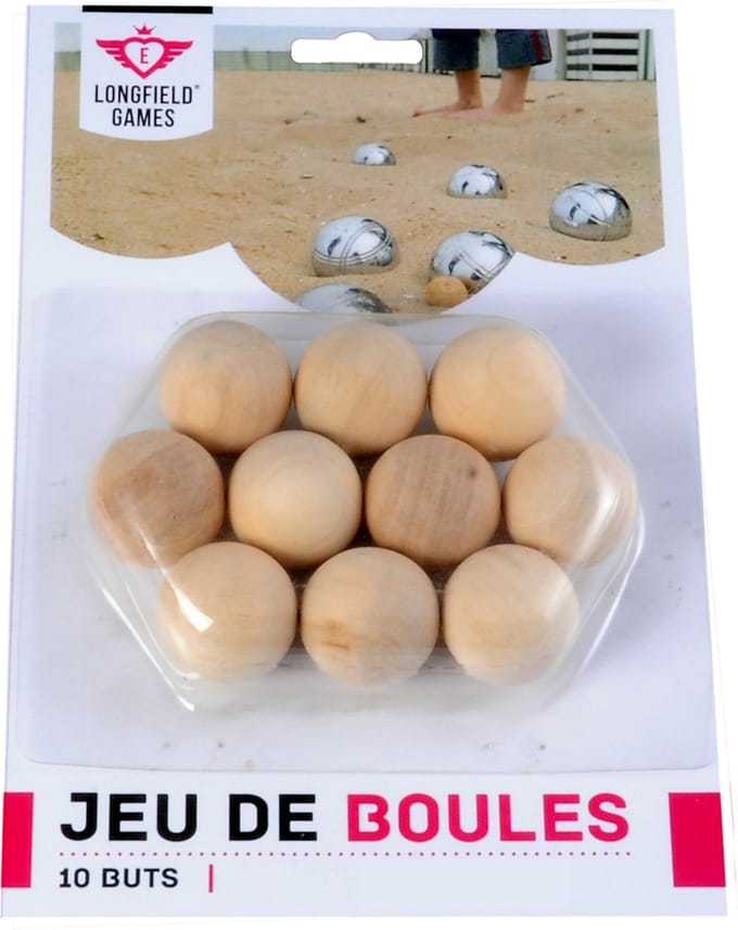 Longfield Games Jeu de Boules buts - 10x - blank hout - 30 mm - markeringsballetjes