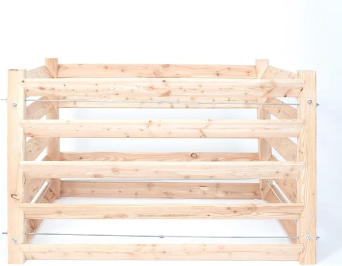 Compostbak L - Houten bak - Tuincompostering - Natuurlijk larikshout - 130x100x80 cm - Natuur