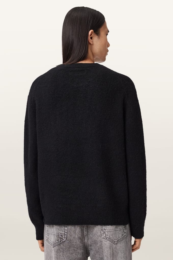 AllSaints Curv Crew Black Größe: S | Pullover Outlet | Herren | Schwarz
