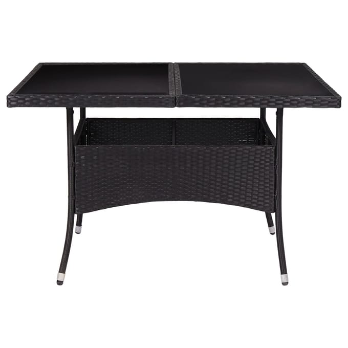 vidaXL - Tuintafel - poly - rattan - en - glas - zwart