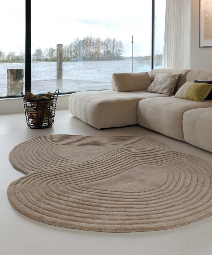 Organisch design vloerkleed - Balans Flow beige 150x220