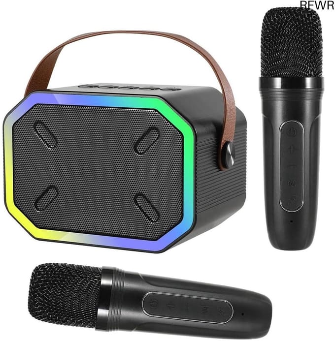 RFWR® Draagbare Karaokemachine voor Kinderen en Volwassenen met Bluetooth en Draadloze Microfoons
