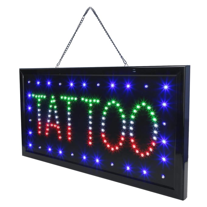Tattoo Shop LED Bord Tattoo Piercing Winkel Open Bord met Ketting Accessoire EU Plug
