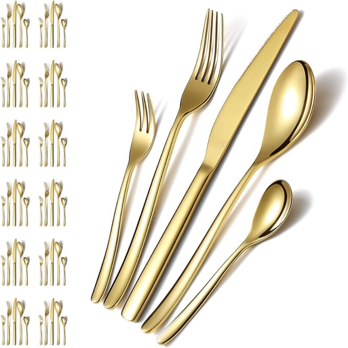 CLVP® Bestekset 12 Persoons - Vaatwasserbestendig - RVS - Goud