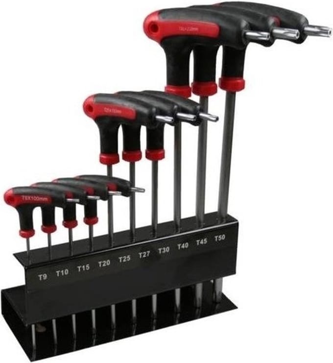Torx schroevendraaiers set / schroevendraaierset in wandhouder - 10-delig