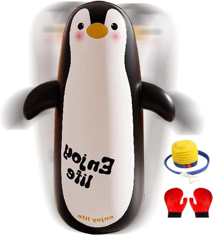 Opblaasbare Bokszak - Oefentas Kinderen - Actieve Training - Inclusief Handschoenen Pomp - 120 cm - Pinguïn