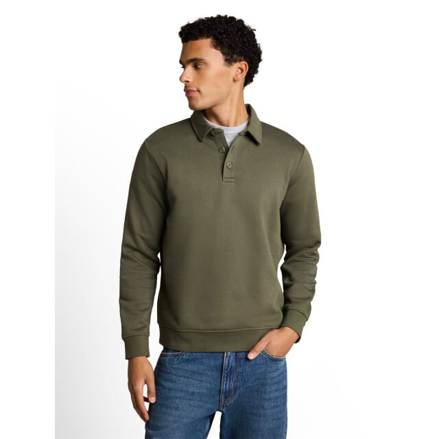Tom Tailor Denim - Sweatshirt met polokraag - Maat M - urban olive green
