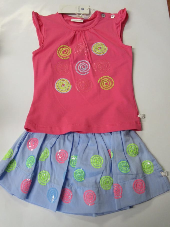 Noukie's - Tshirt + rok - Fuchia + blauw -   2 jaar  92