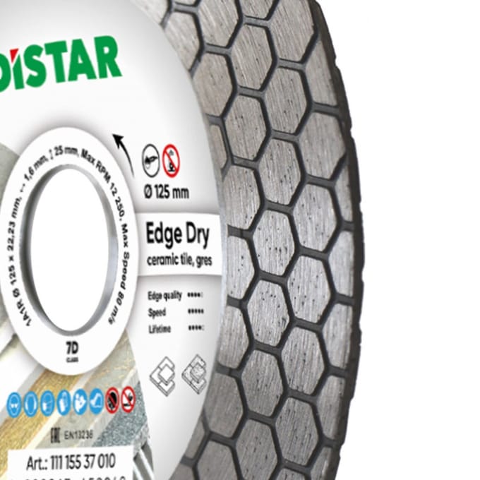 Distar 1A1R Edge Dry Serie - Diamantzaagblad - 115mm - 2-in-1 Functie - Droogsneden