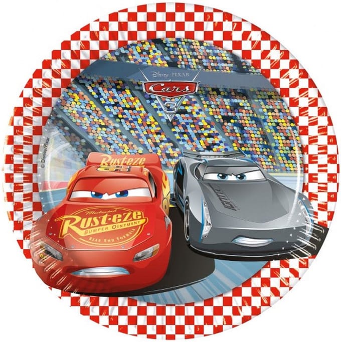 Procos Feestborden Cars Junior 20 Cm Papier Rood/wit 8 Stuks