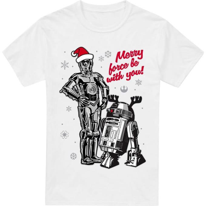 Star Wars Vrolijk Kerstmis Droids T-shirt (Wit)