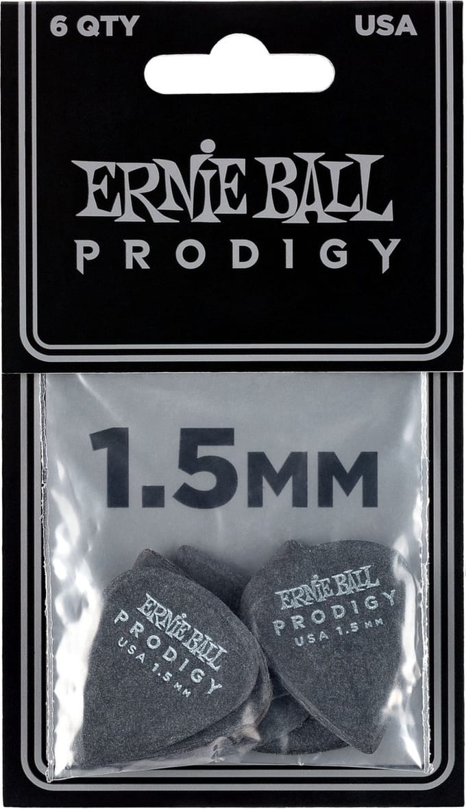 Ernie Ball 9199 Prodigy Standaard Plectrums 1.5mm Zwart 6-Pack