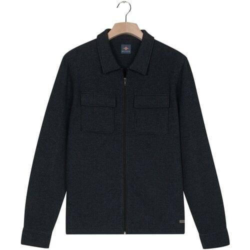 Baileys Vest Sweat Polo Zip Collar Two-Tone Fine Texture Pattern Jacquard Navy / male
