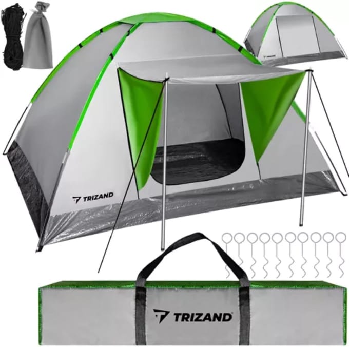 Trizand 4-Persoons Toeristentent "MONTANA" met Waterdichte Bescherming en Dakje