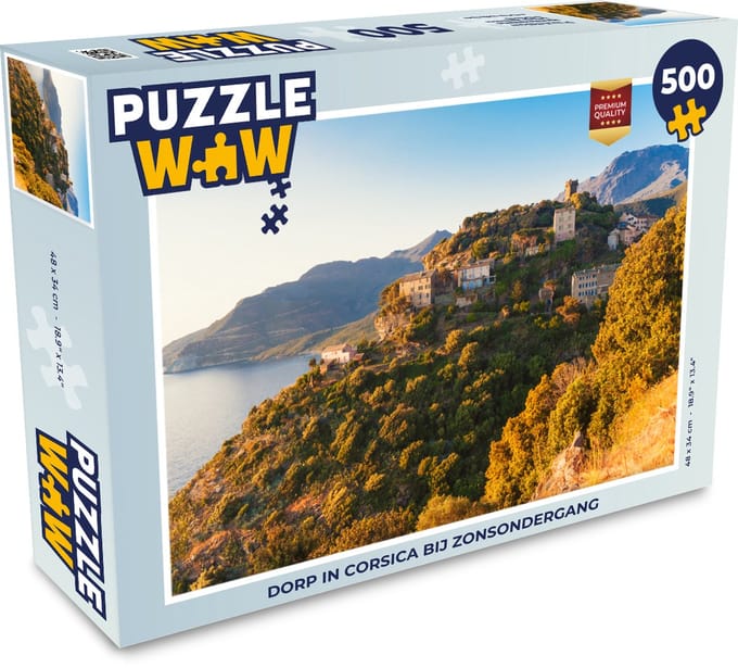 Puzzel Dorp in Corsica bij zonsondergang - Legpuzzel - Puzzel 500 stukjes