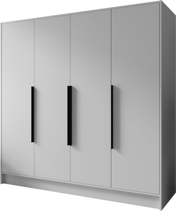 Kledingkast Goya I 200 cm (wit, zwarte handgrepen)