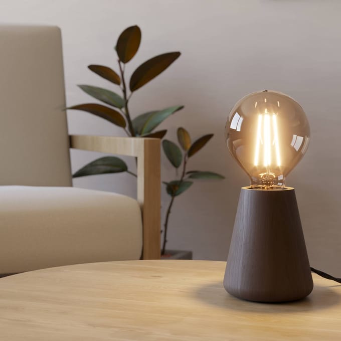 EGLO Asby Tafellamp - E27 - 10 cm - Donkerbruin - Hout