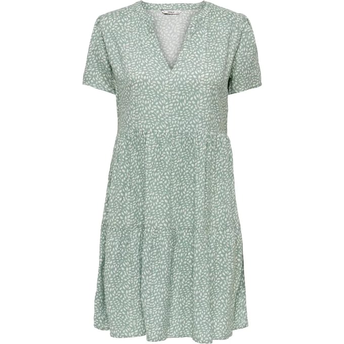 Only Onl Zally Life Short Sleeve Thea Dames Mini-jurk - groen/wit - L