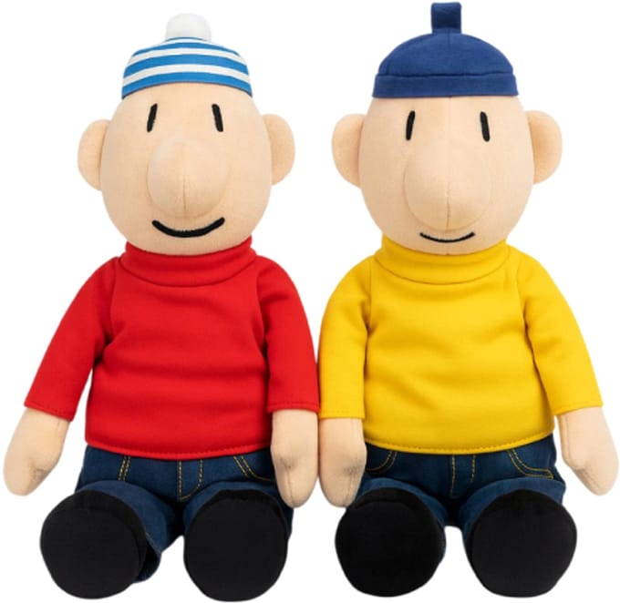 Buurman en Buurman Pluche Knuffel Set (Geel/Rood) 35 cm