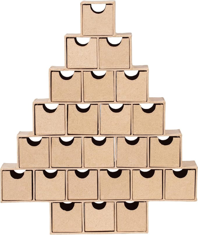 Ladekast Adventskalender Kerstboom 24 vakken Decopatch