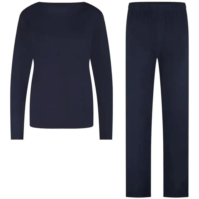 Bamboo Basics Pyjama Set Dames Lange Mouw Nina - Navy Pyjamaset - Maat L - Pyjama Bamboe - Pyjamaset Dames Volwassenen