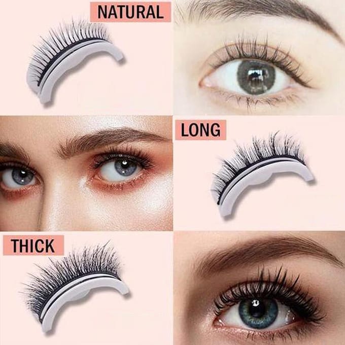 3 paires de cils auto-adhésifs sans colle, Extensions de cils réutilisables, Long Volume, aspect naturel, cadeau gray