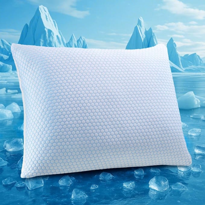 UNIKOME Cooling Pad, 50 x 70 cm, Double-Sided Memory Foam Pillow, Removable Cooling / Cooling Pad, Blue, for Summer/Autumn, White, for Winter/Spring, Oeko-Tex
