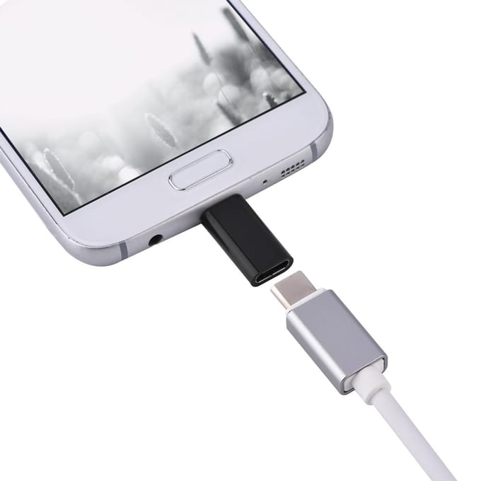Adaptateur Convertisseur Micro USB Mâle vers USB 3.0 Type C Femelle Synchronisation & Charge pour Android (Noir) blanc