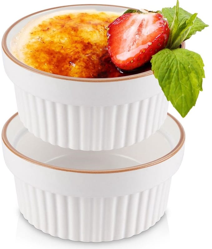 Excellent Houseware - Porseleinen Ovenschaaltjes - Wit - 11 cm - 275 ml - Set van 2