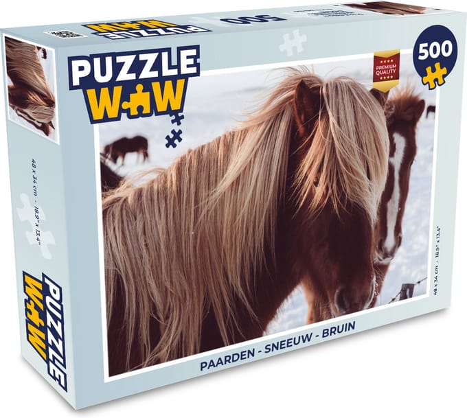 Puzzel Paarden - Sneeuw - Bruin - Legpuzzel - Puzzel 500 stukjes