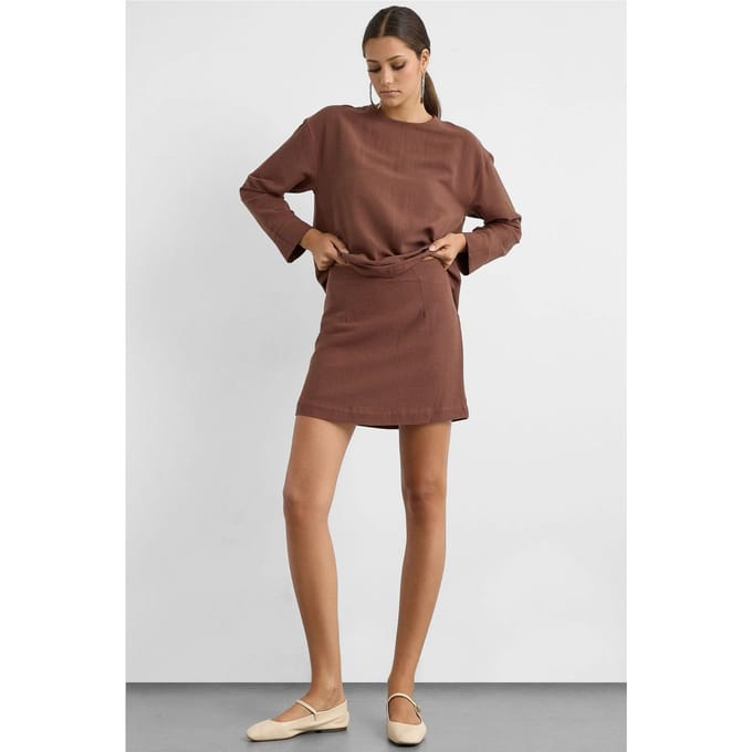 Linnenmix Chocoladebruine Rok
