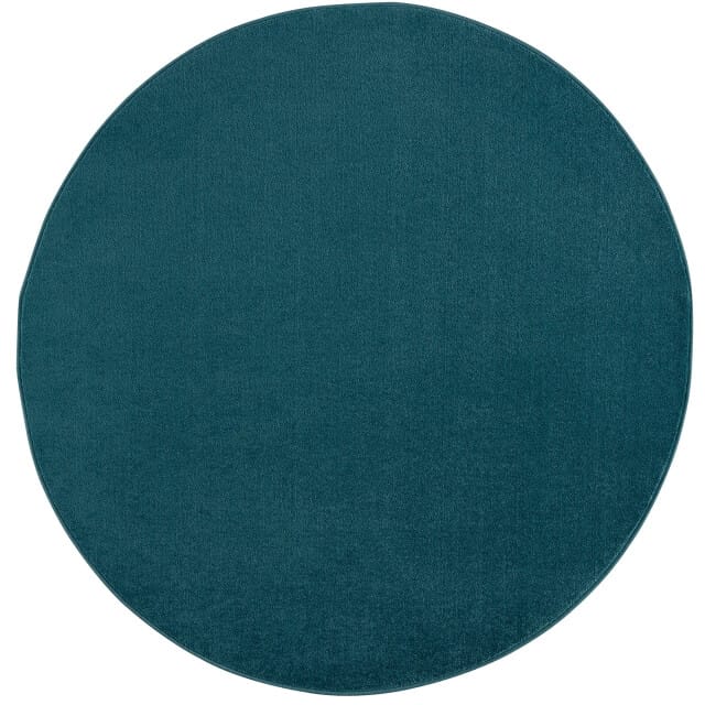 Uni Rond Effen Laagpolig Vloerkleed Modern Blauw- 150 CM Ø