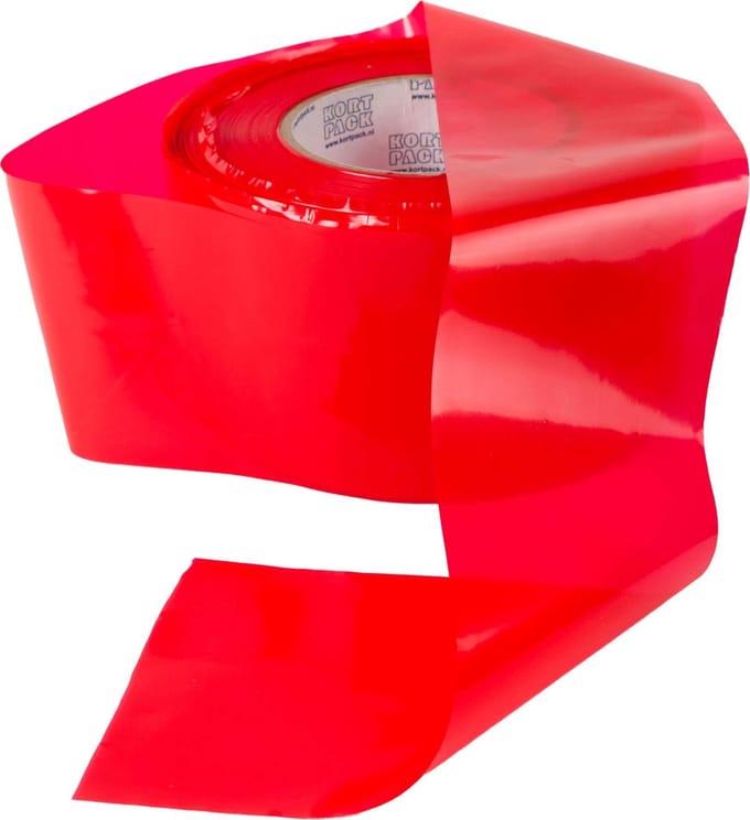 Kortpack - Afzetlint 75mm breed x 250mtr lang, 60my dik - Rood - 1 rol - (027.0045)