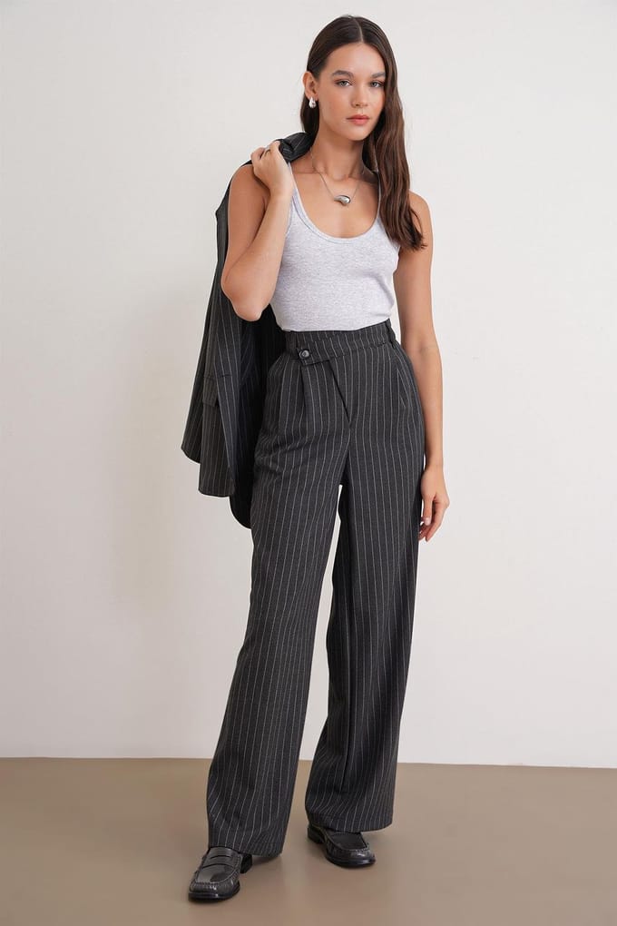 Hoge Taille Rechte Pijpen Broek