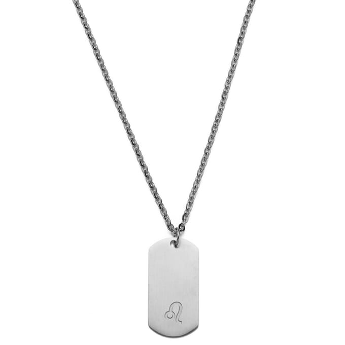 Zilverkleurige Stalen Ketting met Sterrenbeeld Leeuw
