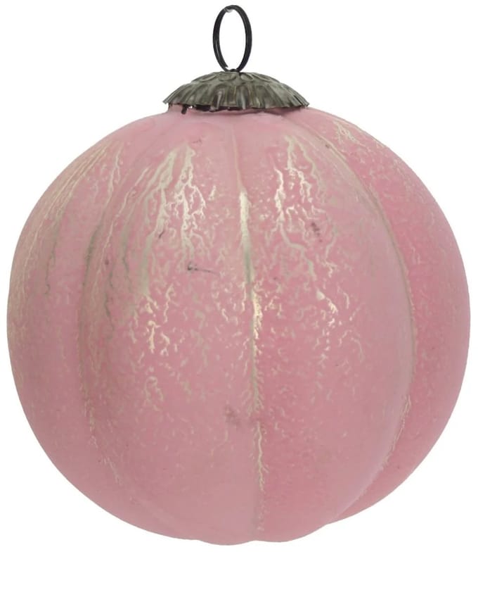 12x Glas bal hangend antiek roze Ø13cm