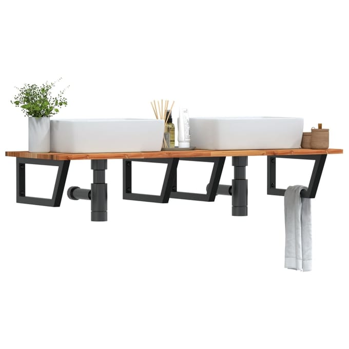 vidaXL - Badkamer - wandschap - staal - en - massief - acaciahout