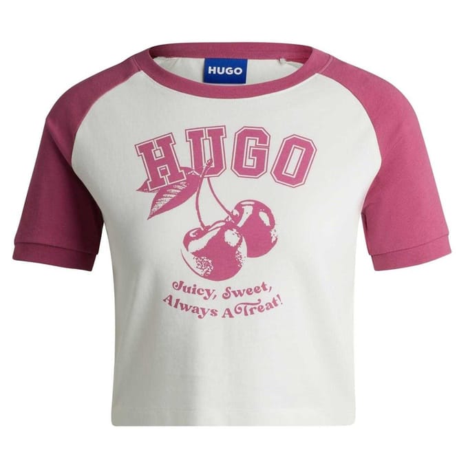 Hugo Dames/Dames Crew Hals T-shirt met Korte Mouwen (Medium Roze)