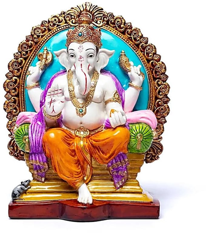 Ganesha op troon - 28 x 23cm