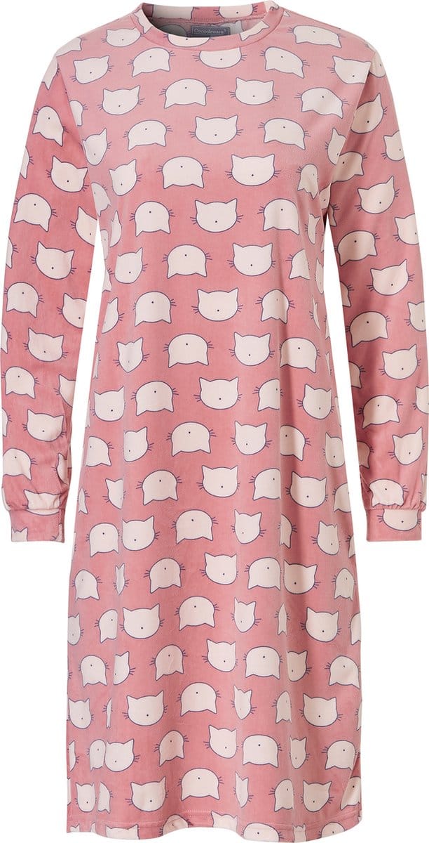 Cocodream Dames Velours Nachthemd Lange Mouw Roze - Maat S