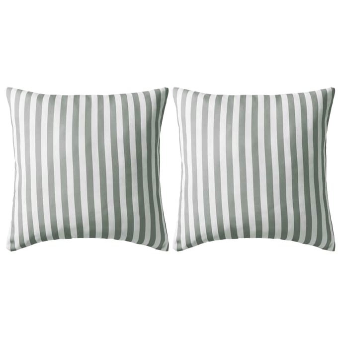 vidaXL - Buitenkussens - 45x45 - cm - gestreept - grijs - 2 - st