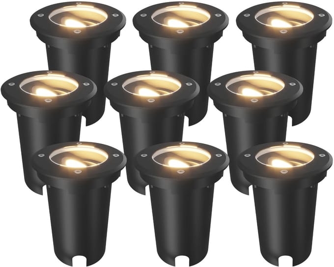 Ledvion Set van 9 LED Grondspot Buiten IP67 10W 230V GU10 dimbaar rond