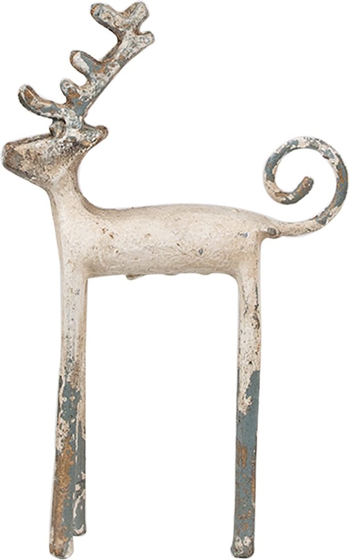 Clayre & Eef Decoratie Beeld Hert 16x5x25 cm Beige Metaal