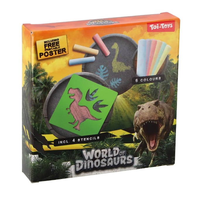 World of Dinosaurs Sidewalk Chalk Dino with Stencils 10pcs.