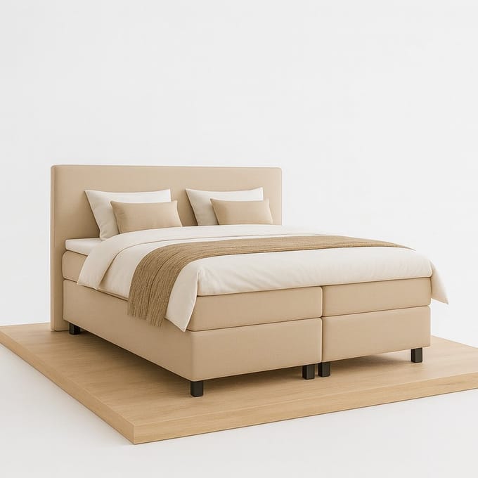 Boxspring DreamLux - 200x200 Compleet - Beige Glad - BalBedden