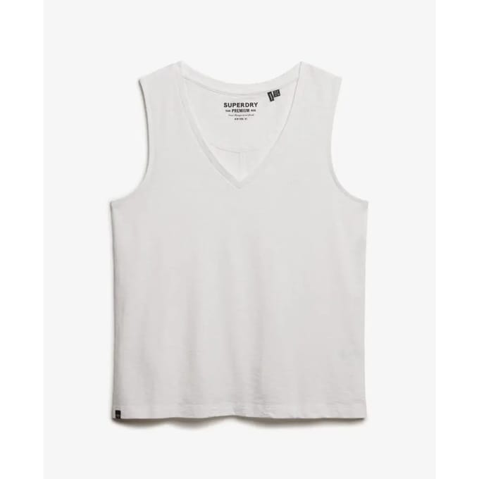 Superdry Studios Vee Mouwloze V-hals T-shirt Wit S Vrouw